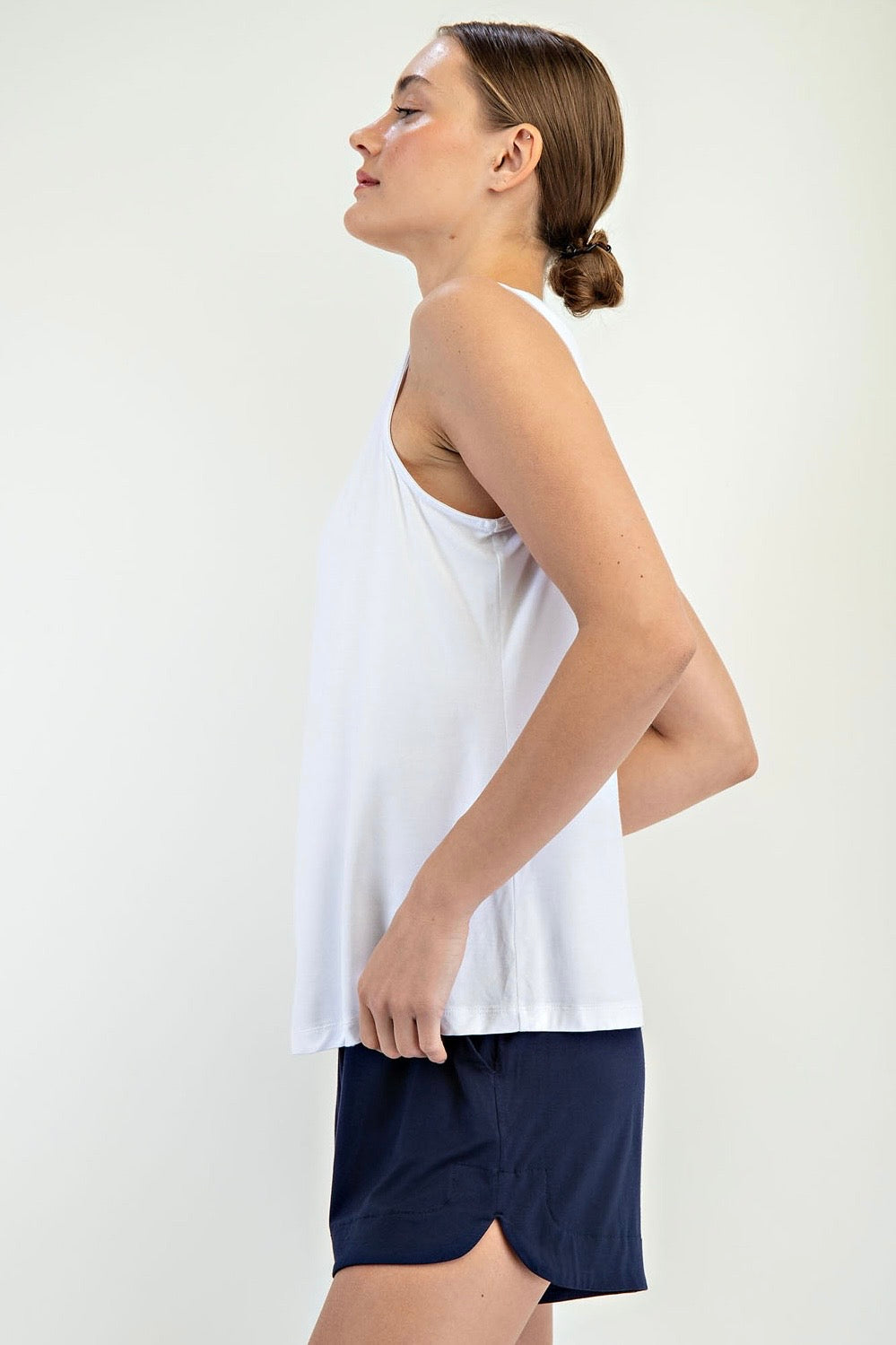 White Viscose Modal Sleeveless Tank