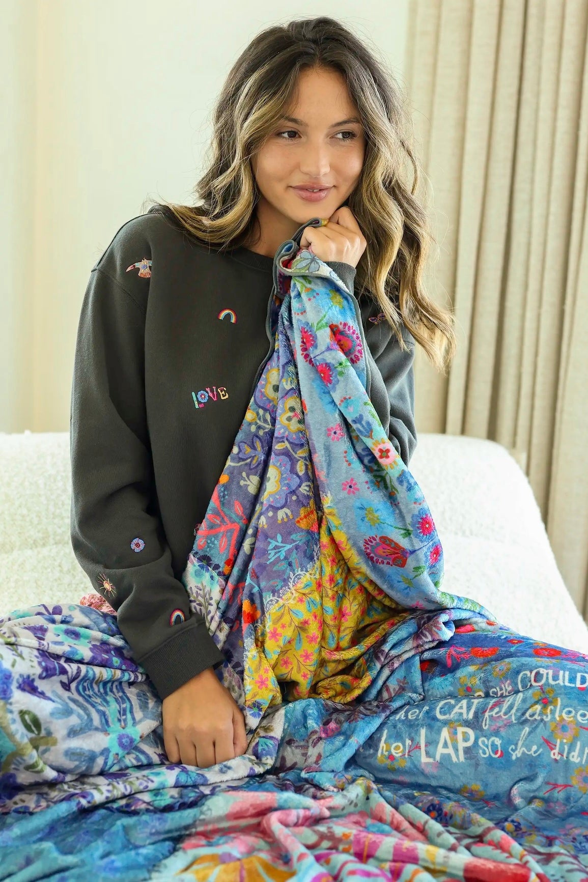 Natural Life Double Sided Cozy Throw Blanket- Cat