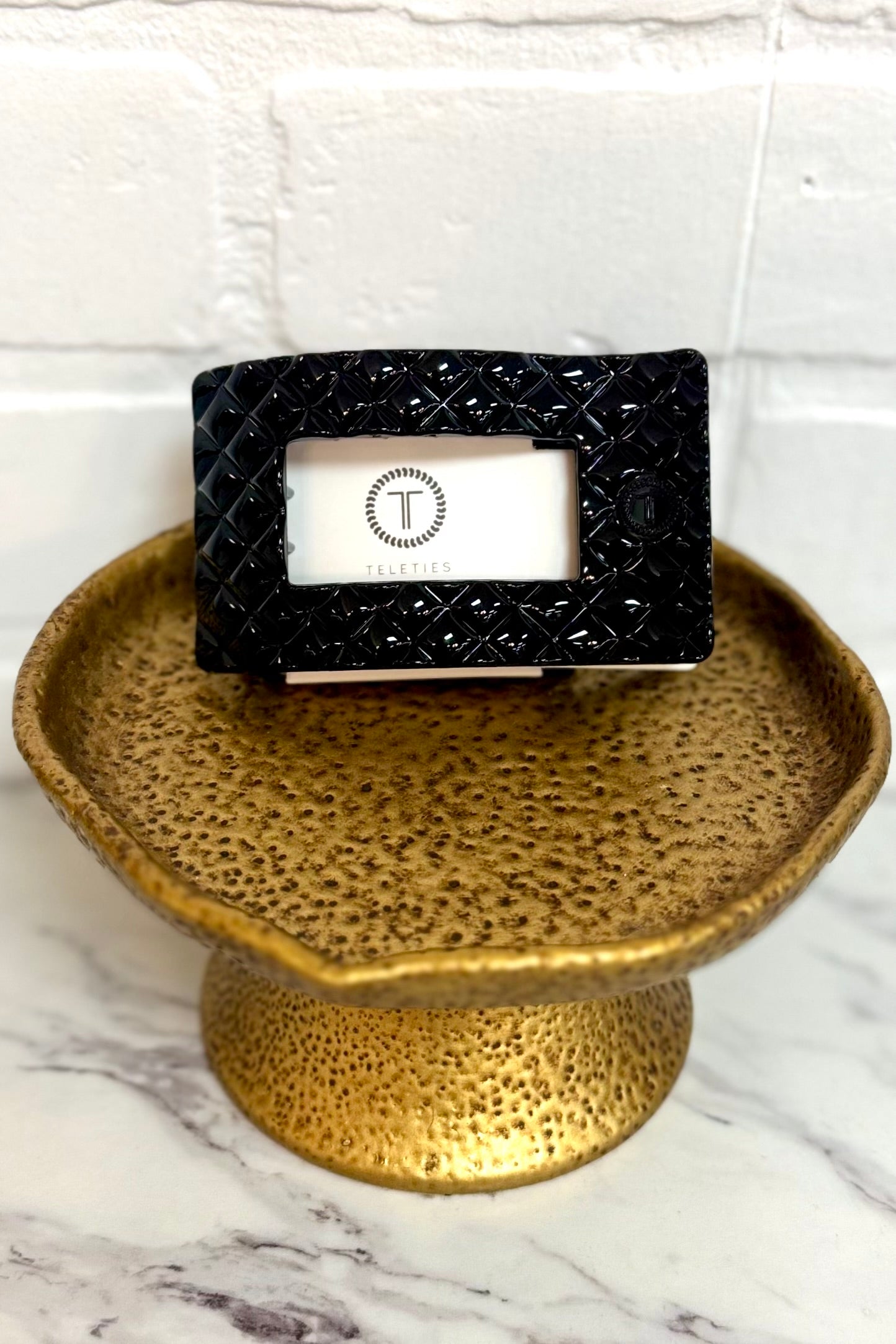 Teleties Black Quilted Rectangle Flat Hair Clip (Choose your size)