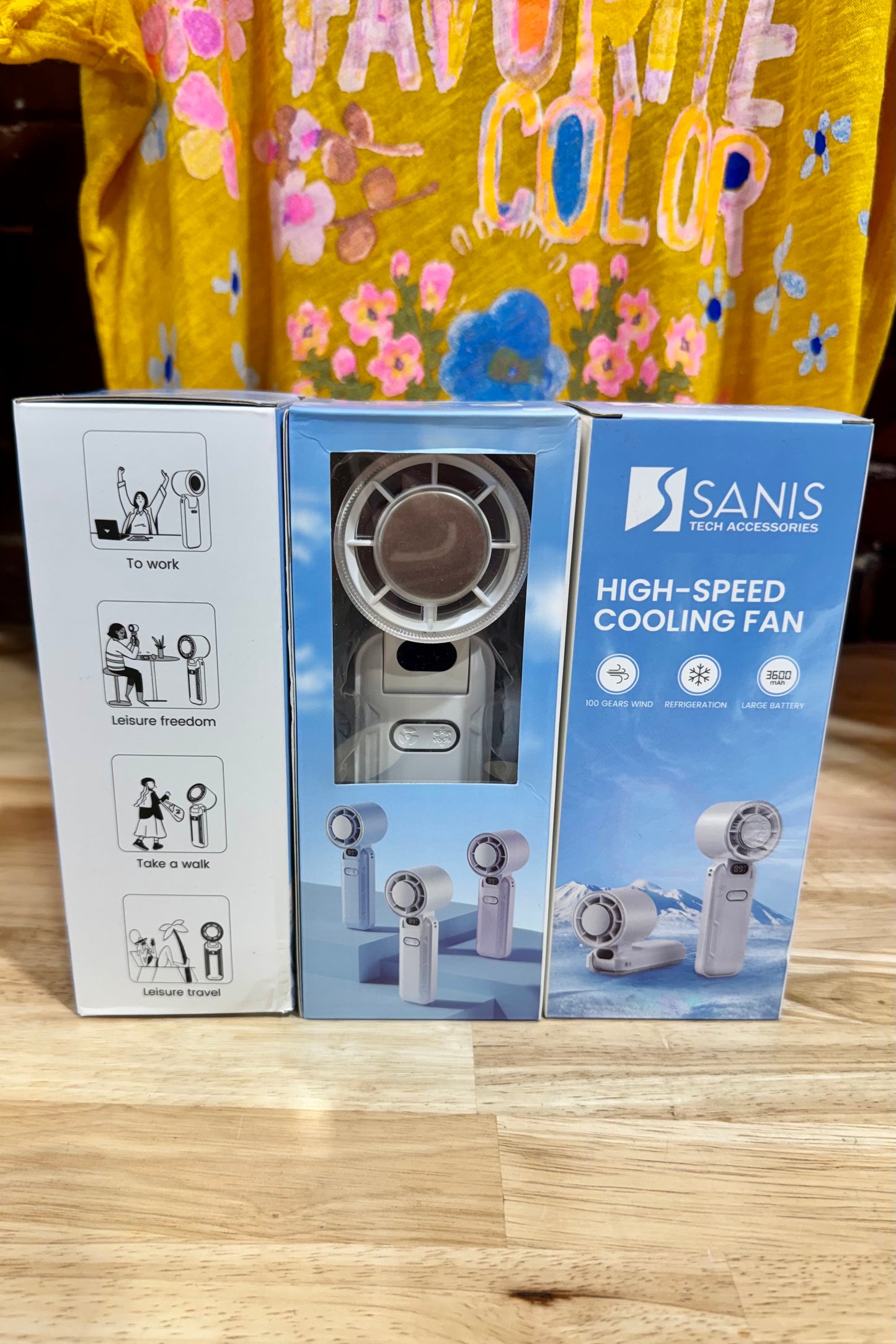 Sanis High Flow Rechargeable Handheld Fan with Cool Touch Center- 3600mAh