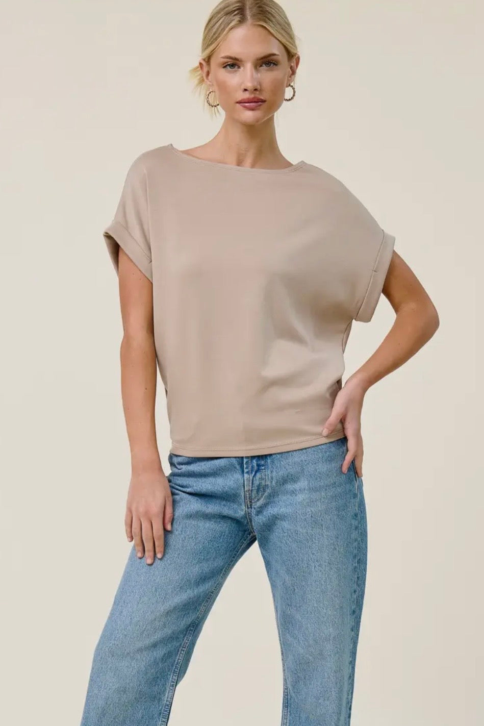 Charlotte Avery Coco Cuff Sleeve Dolman Scuba Top