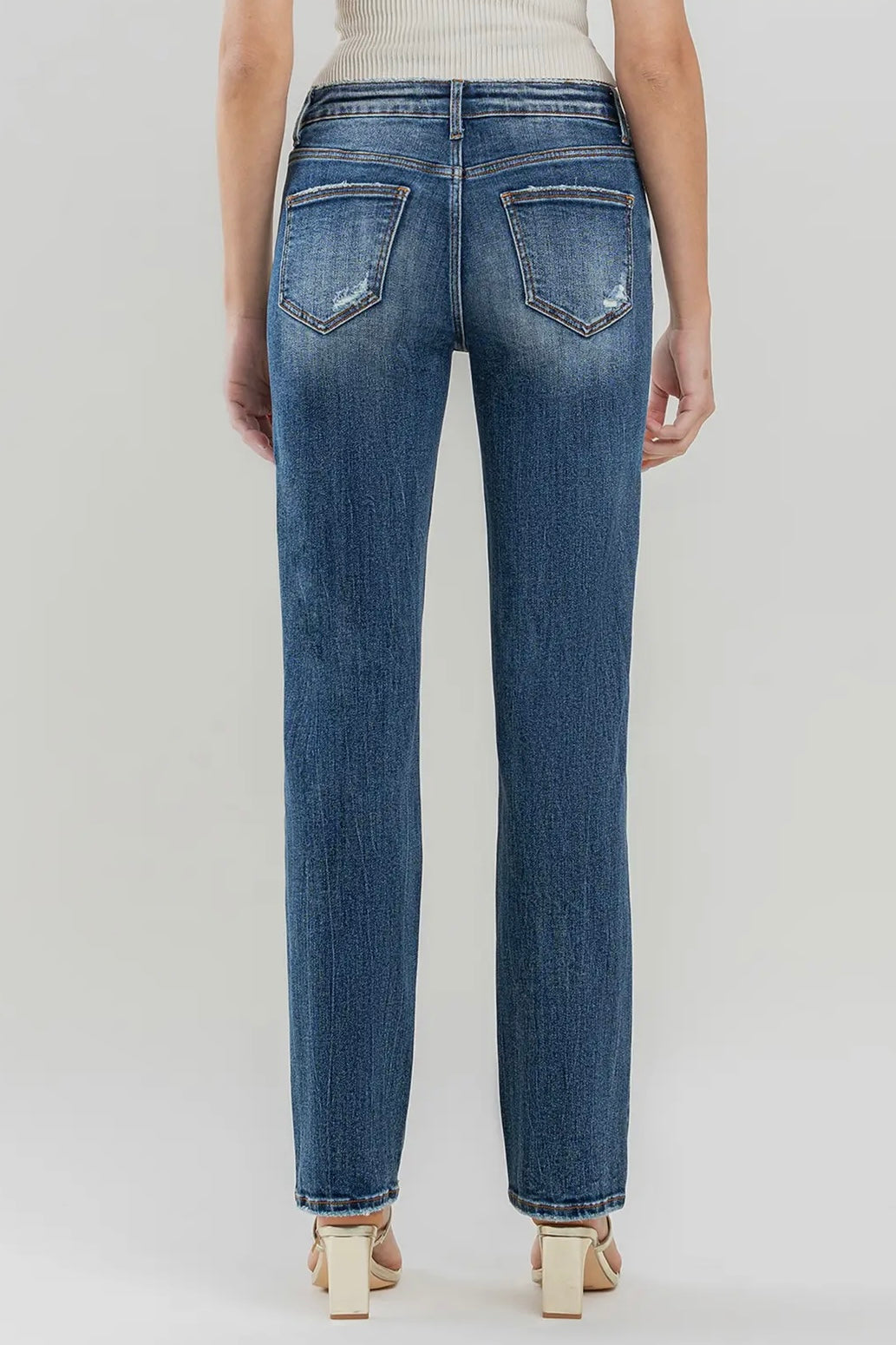 Mid Rise Comfort Stretch Straight Jean in Dark Denim