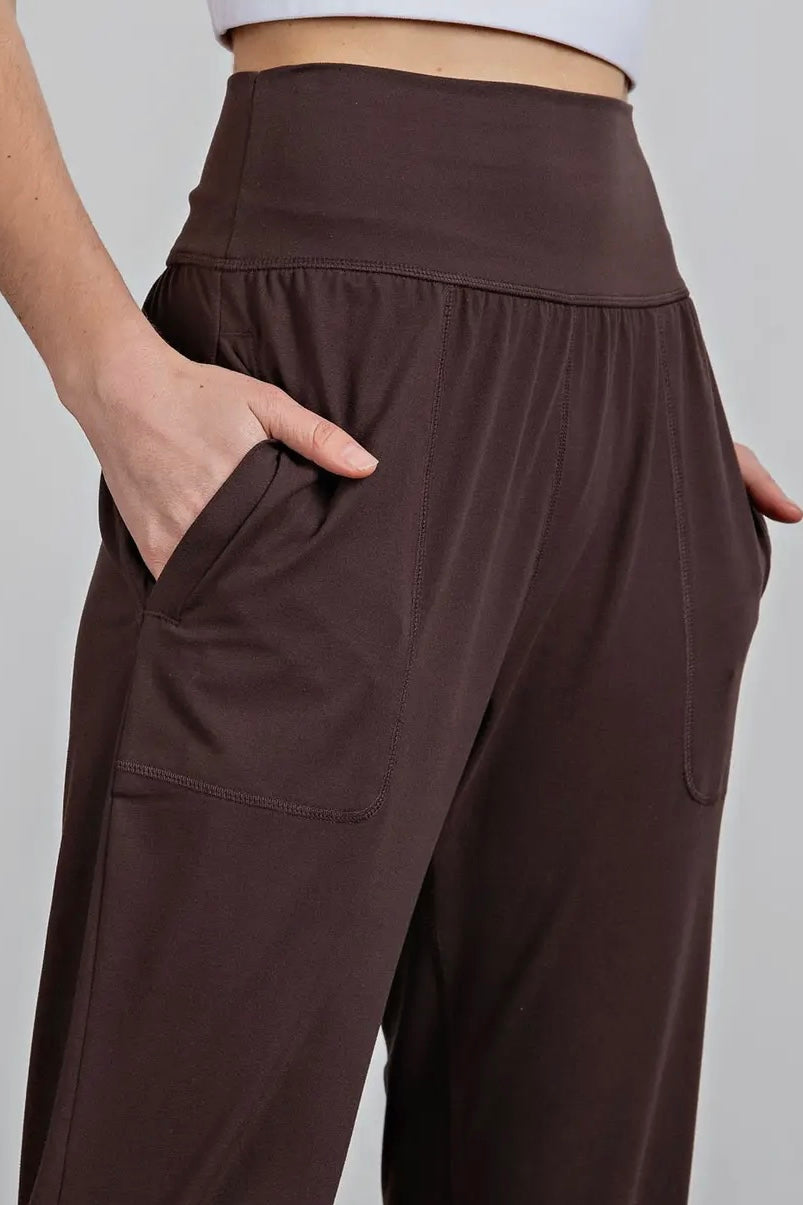 French Press Brown Butter Soft High Waist Jogger Pants with Pockets