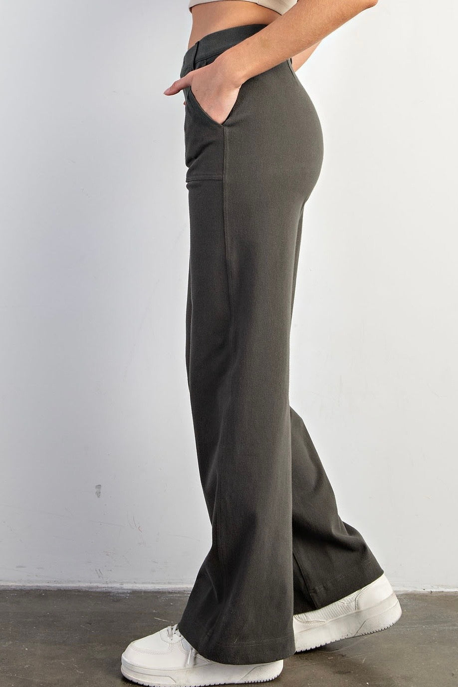 SALE! $20 Olive Green Cotton Stretch Twill Wide Leg Pants REG. $39.99