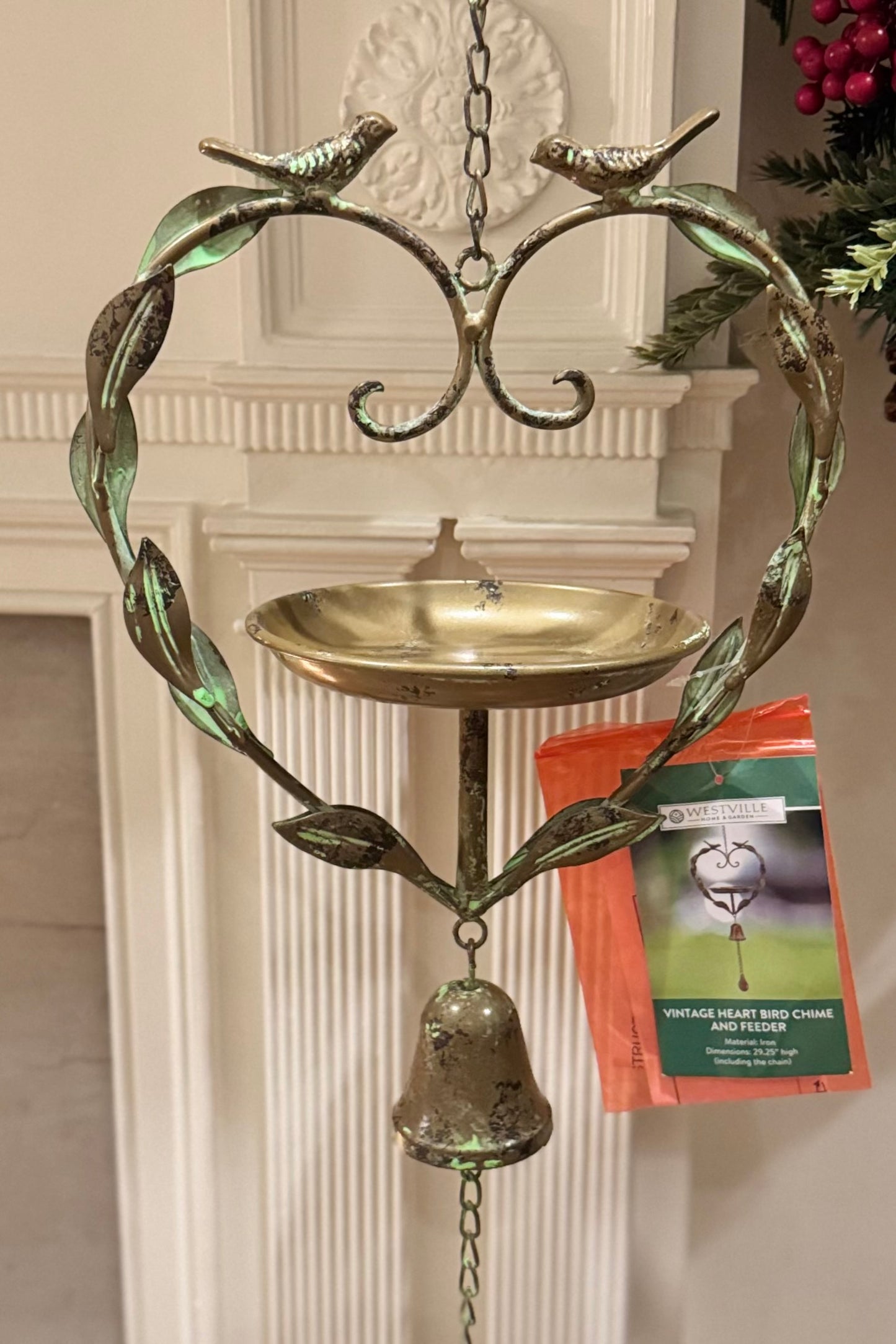 Vintage Heart Bird Chime and Feeder