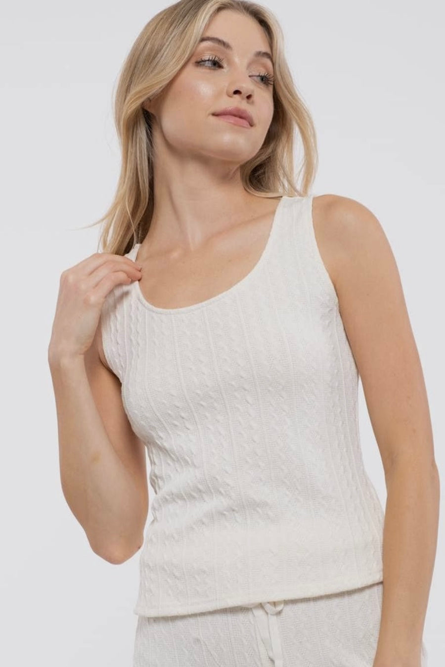 Ivory Cable Knit Sleeveless Top