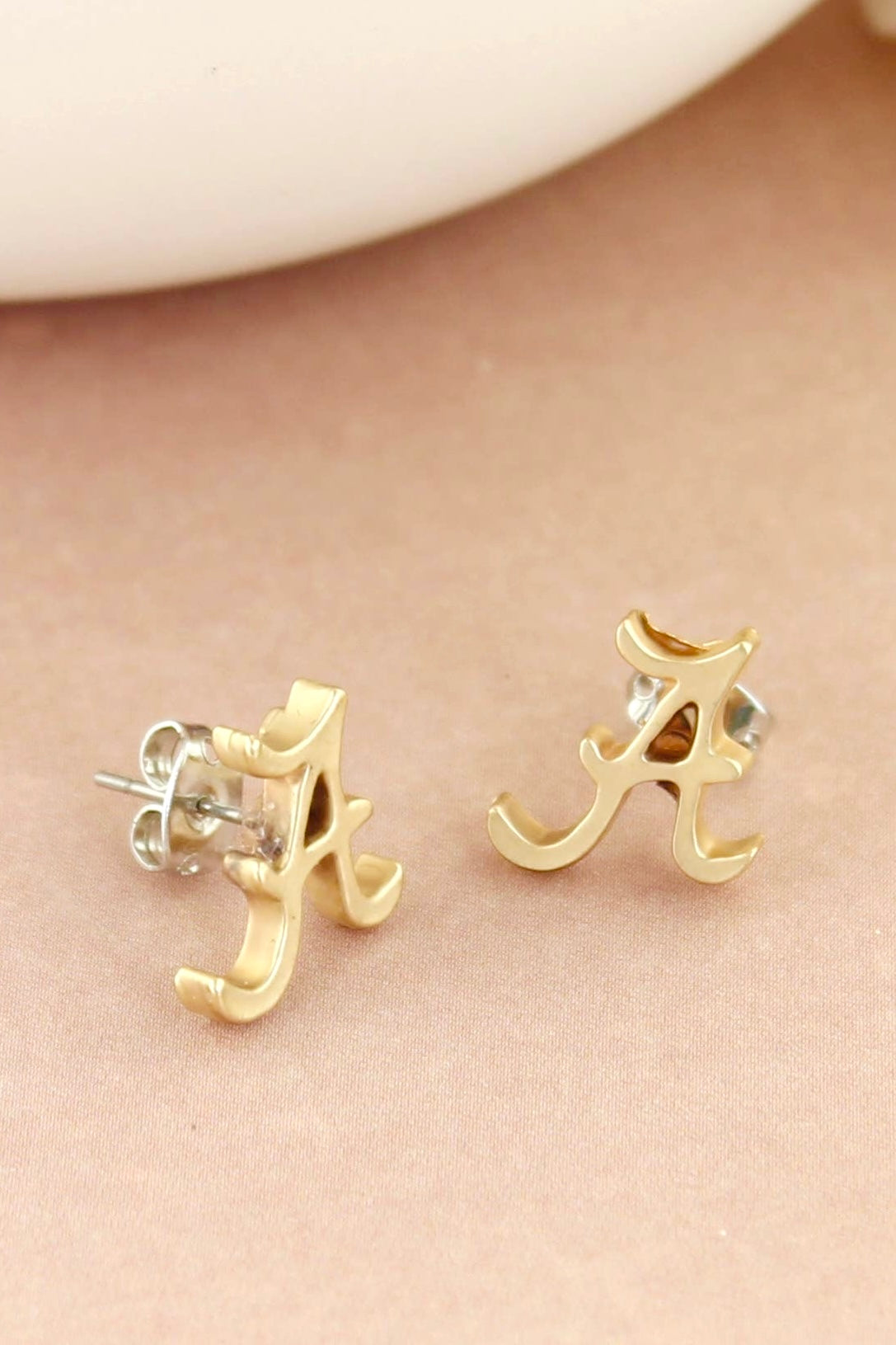 Alabama Matte Gold Logo Stud Earrings
