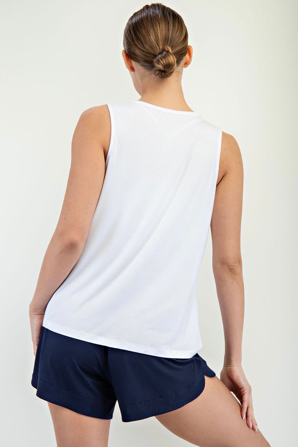 White Viscose Modal Sleeveless Tank