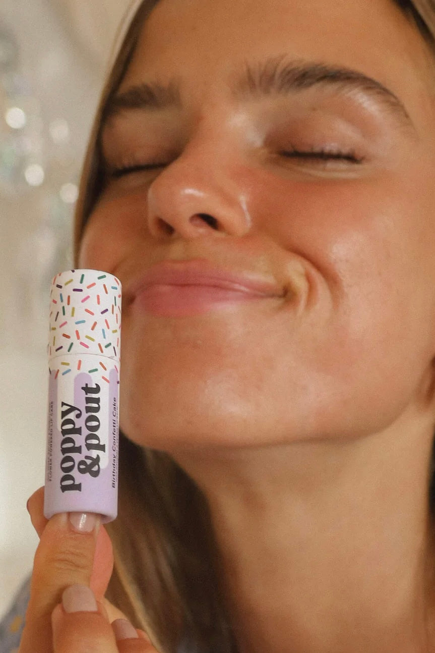 Poppy & Pout Birthday Confetti Cake Premium Organic Lip Balm