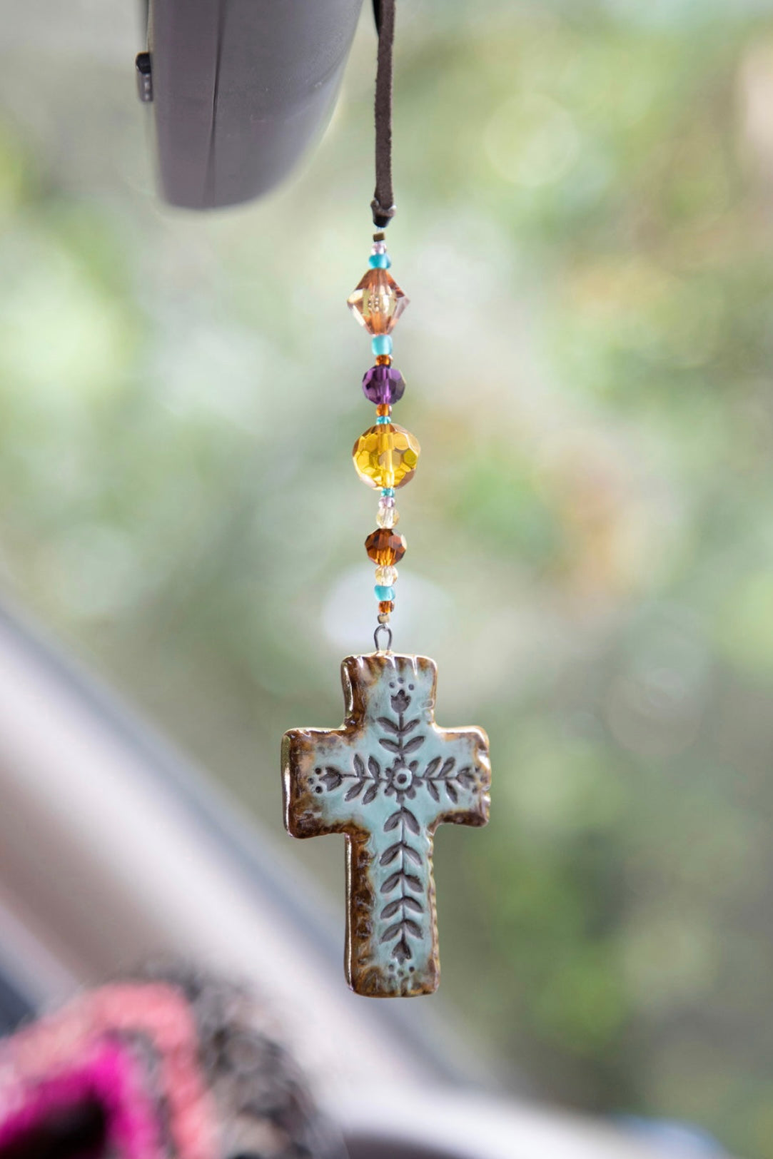 Natural Life Artisan Car Charm- Blessed Cross