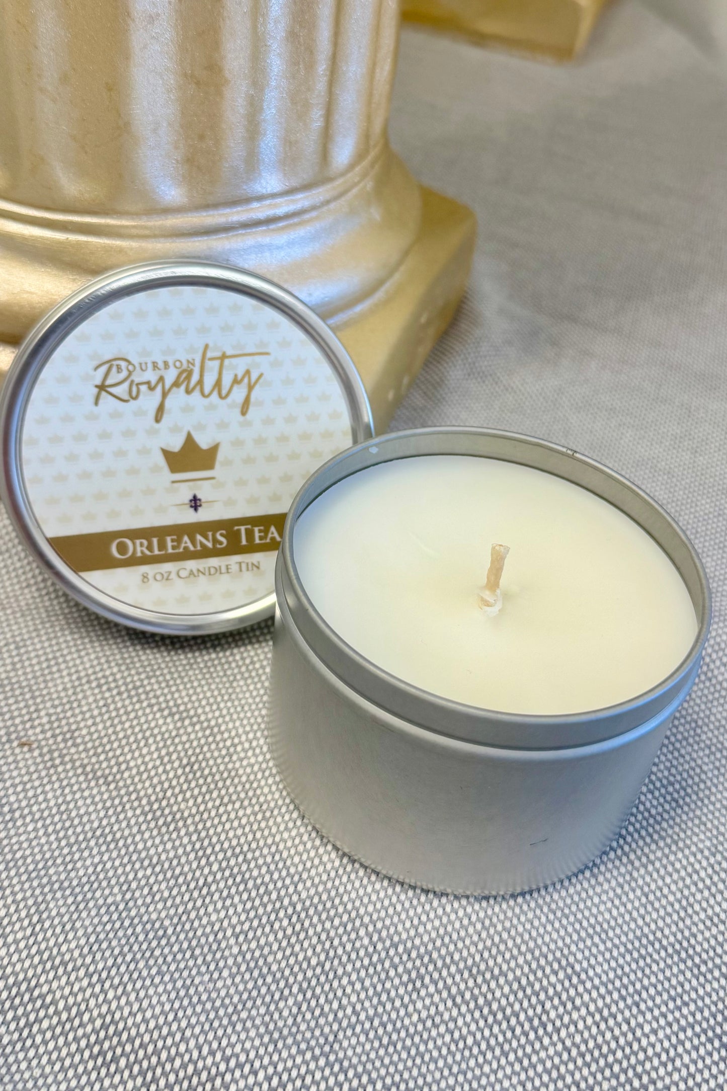 Bourbon Royalty 8 ounce Travel Tin Candle