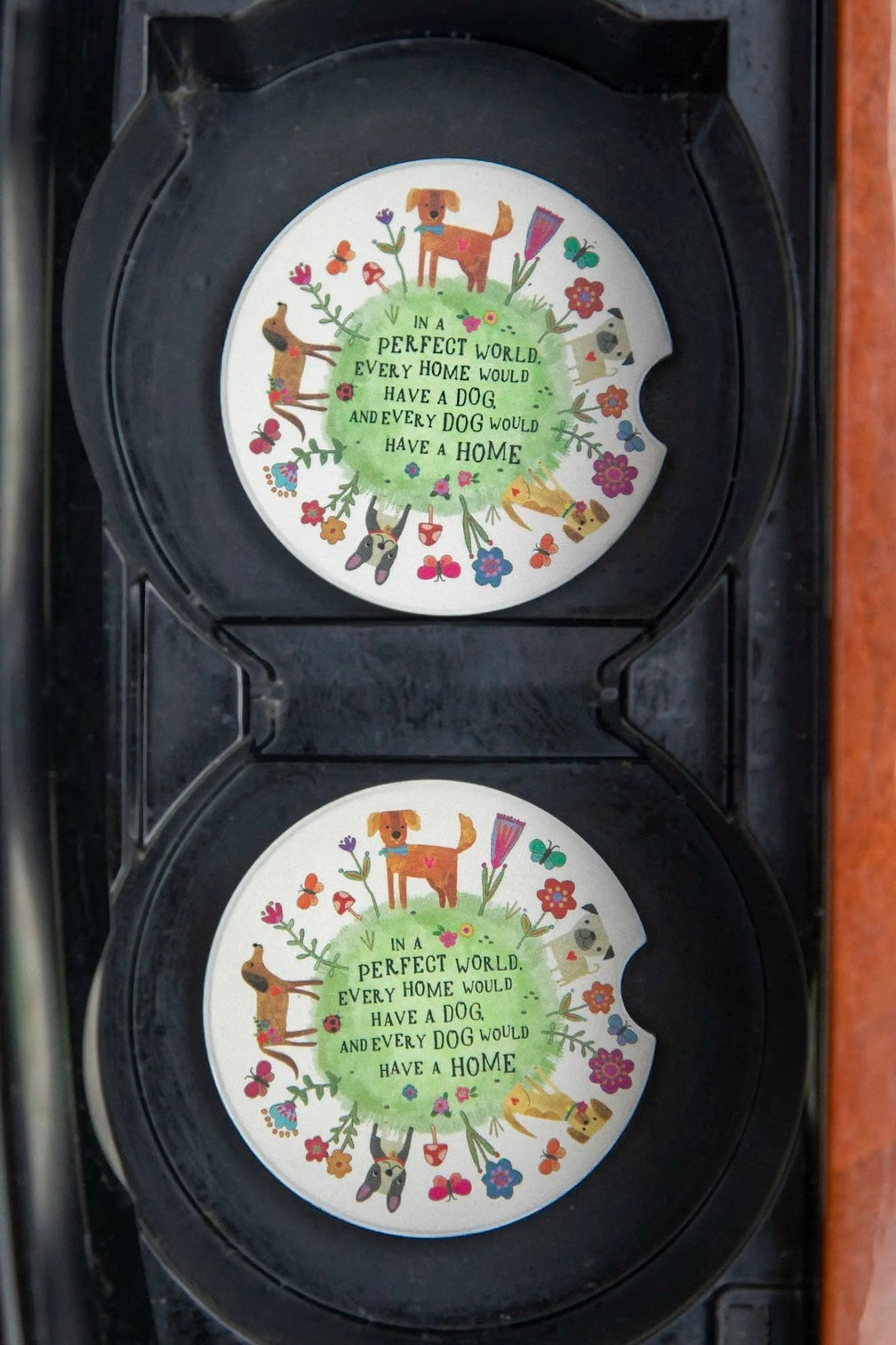 Natural Life Car Coasters- Perfect World Dog