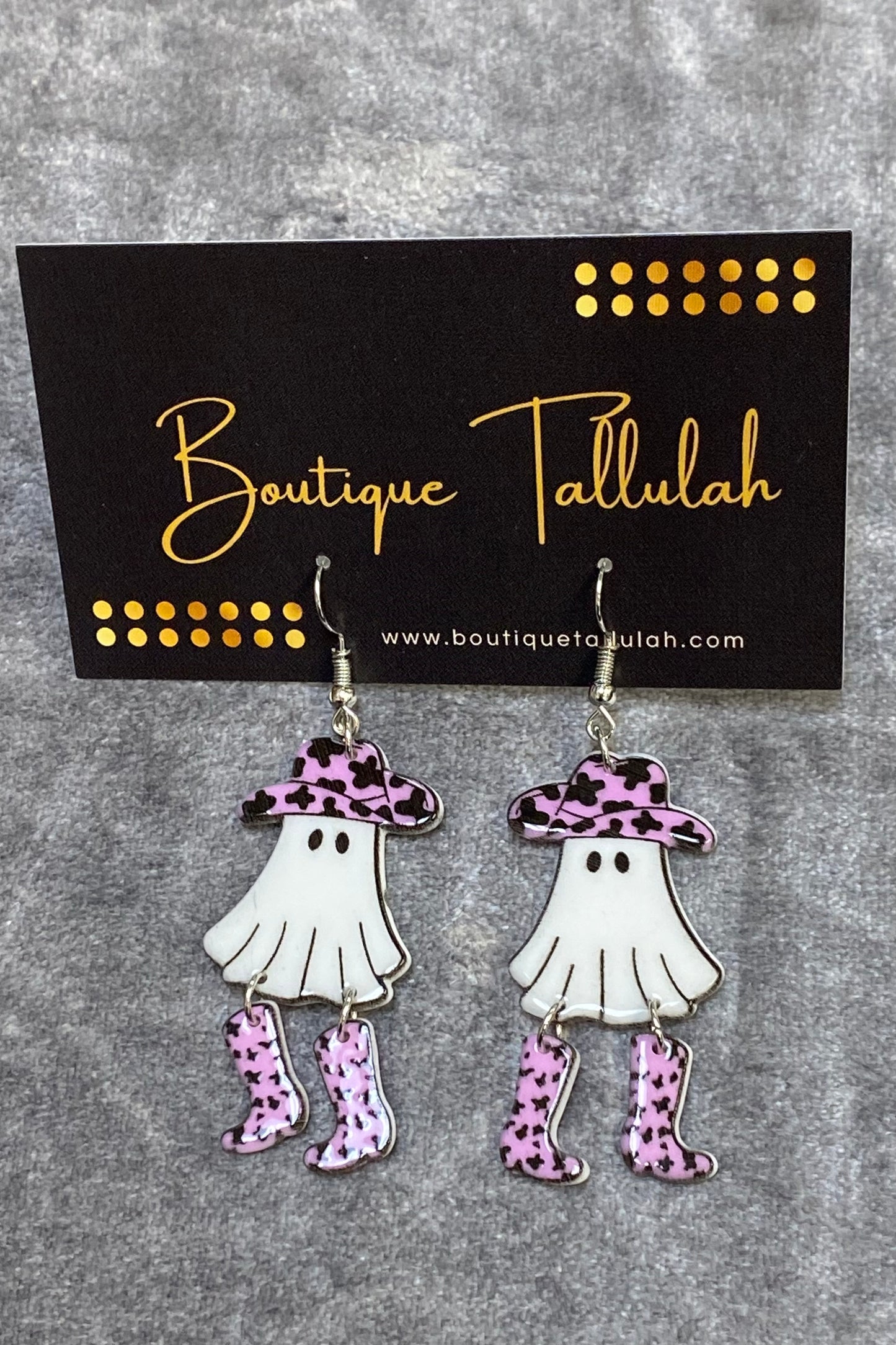 Purple Cowgirl Ghost Acrylic Dangle Earrings
