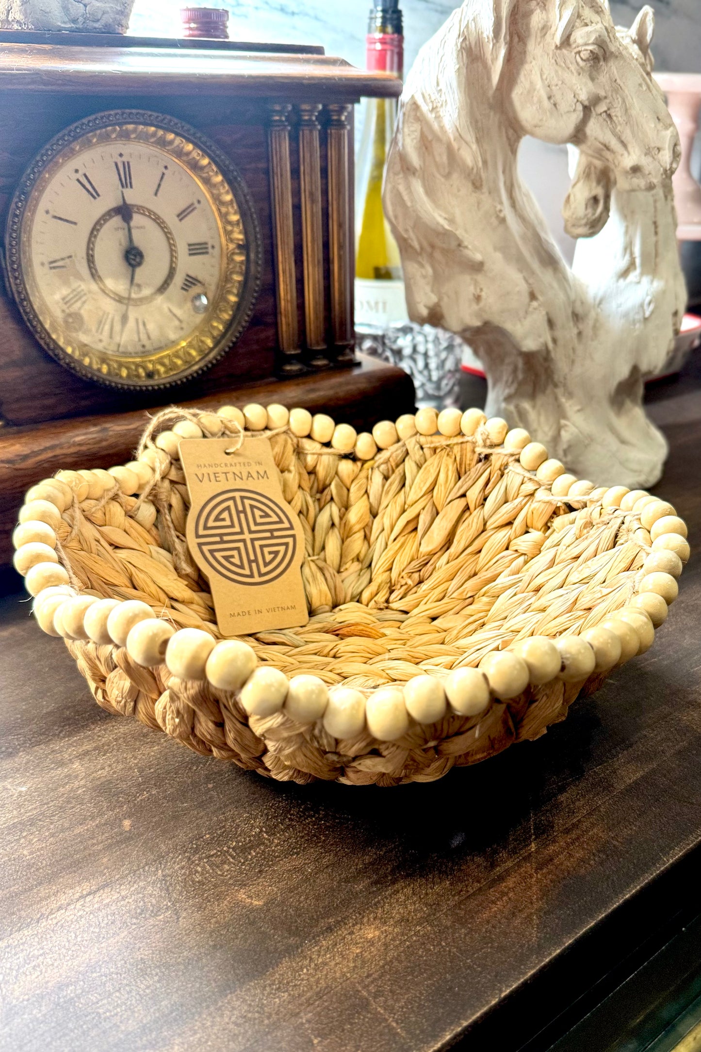 Medium Handcrafted Beaded Basket
