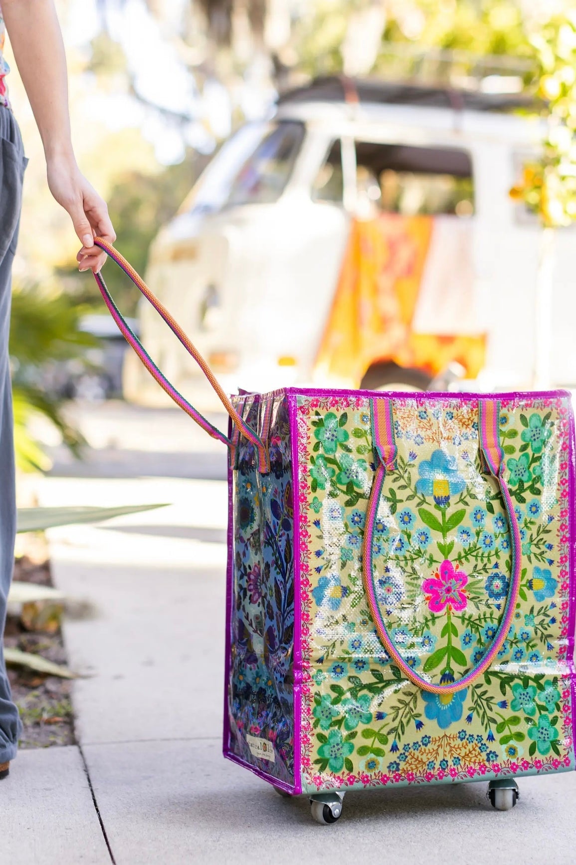 Natural Life Rolling Tote Bag- Taupe Mandala