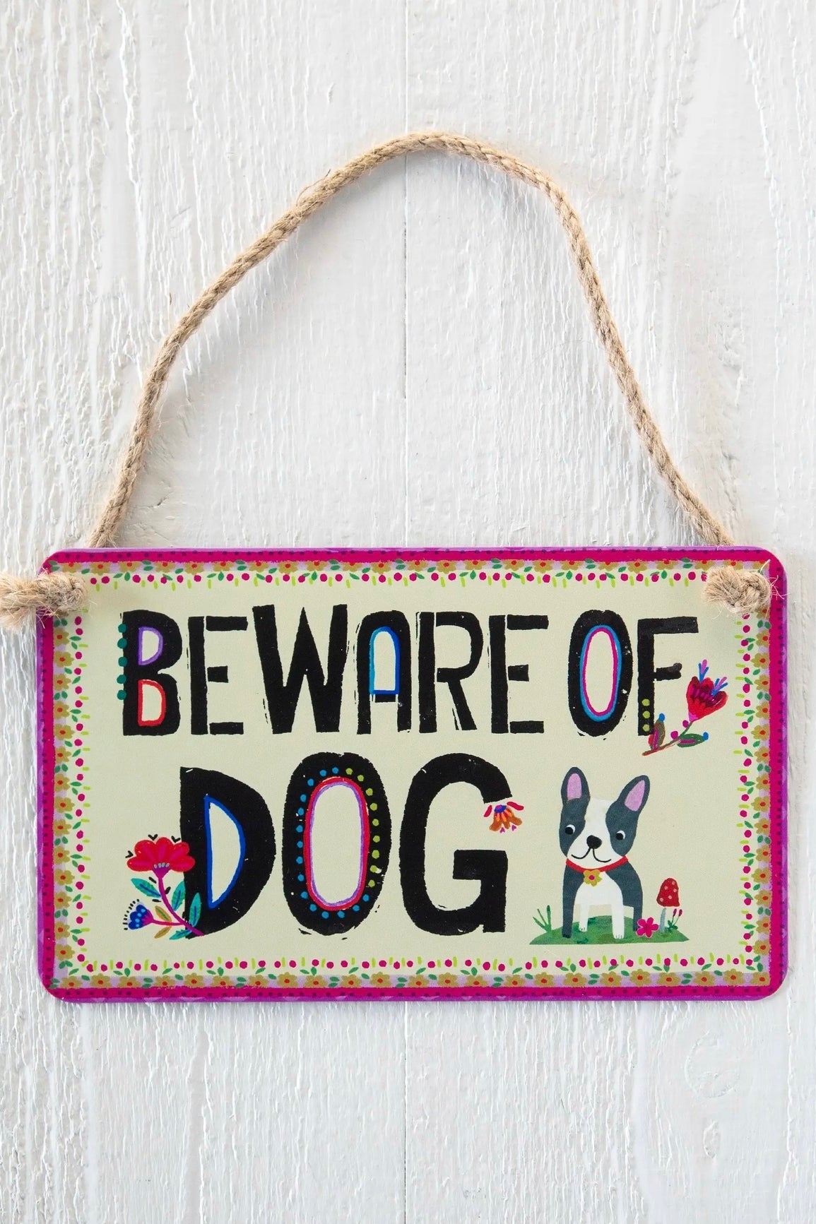 Natural Life Metal Fence Sign- Beware of Dog