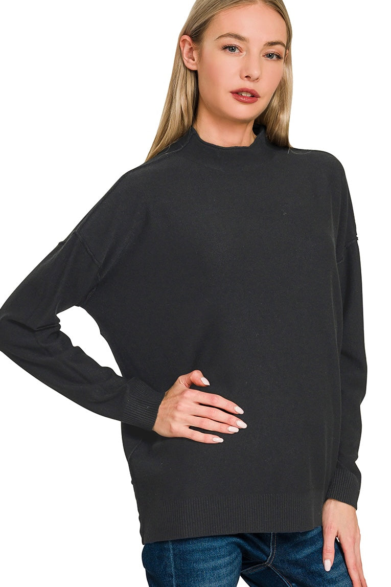 Black Mock Neck Sweater
