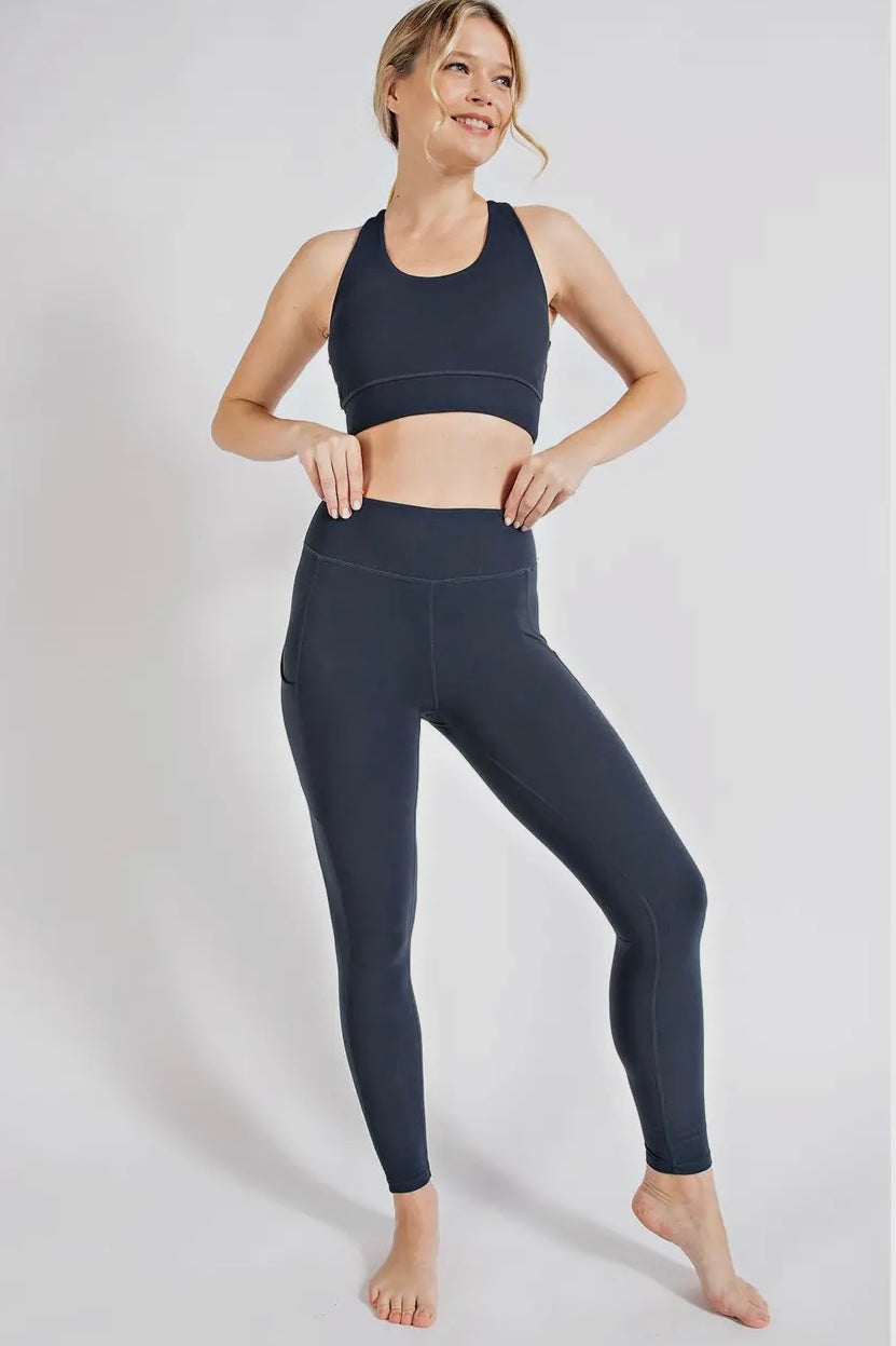 Navy Butter Soft Full Length Leggings with Pockets