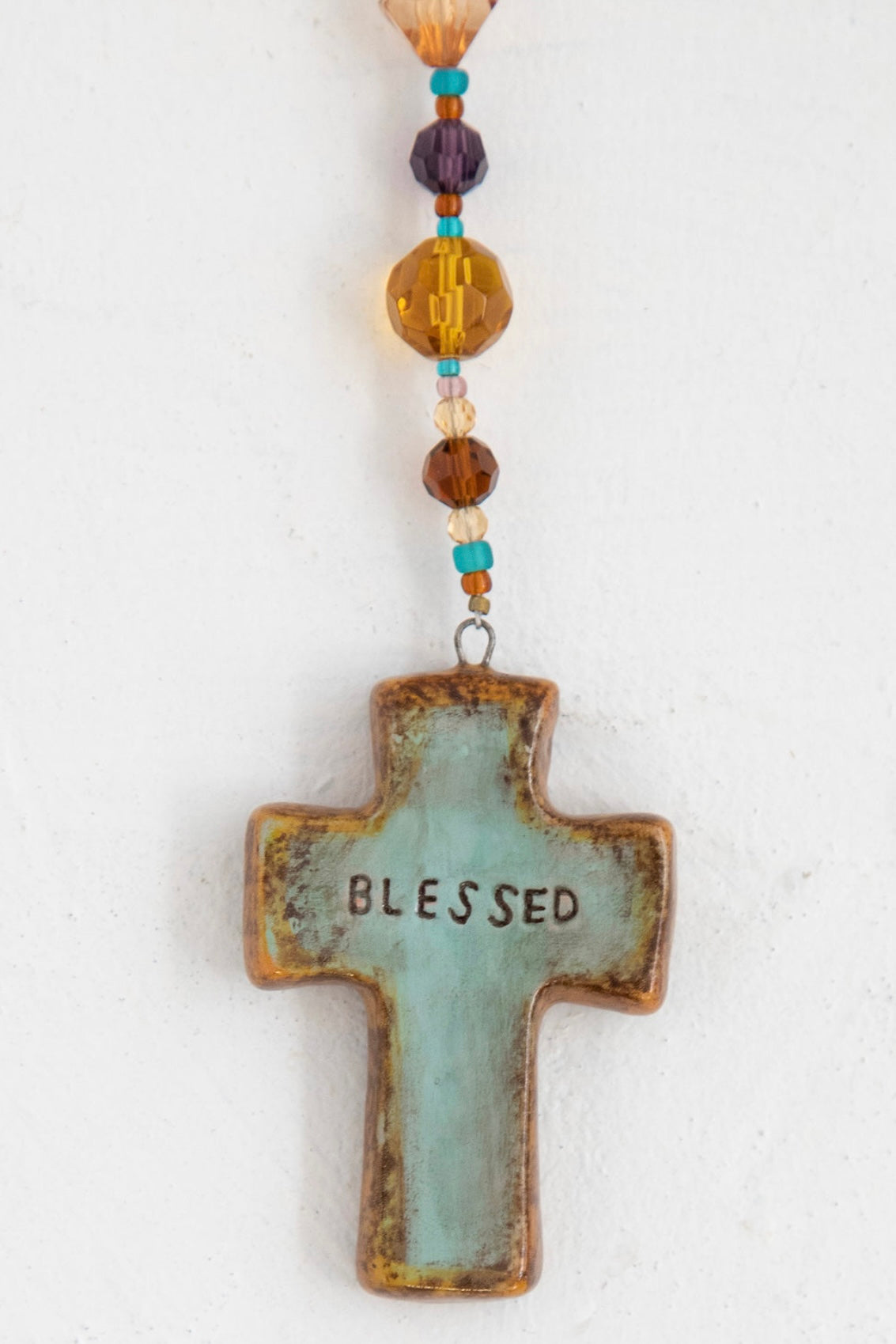 Natural Life Artisan Car Charm- Blessed Cross