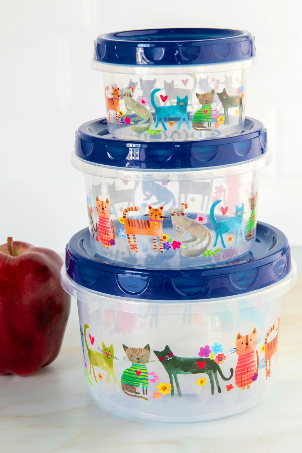 Natural Life Set of 3 Nesting Storage Containers- Choose Cats or Dogs