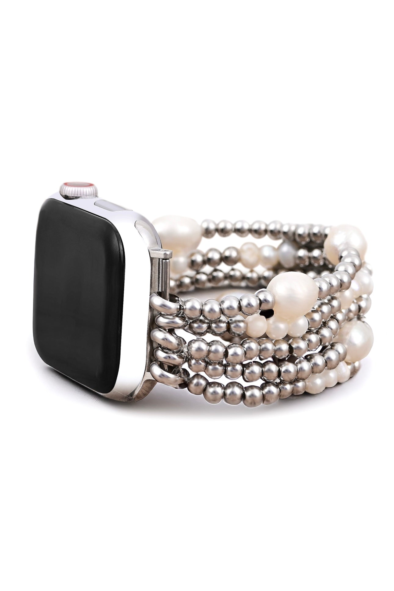 Cape Diablo Pearl and Silver Stack Bracelet Watch Strap for Apple Watch- Shine Bright Collection