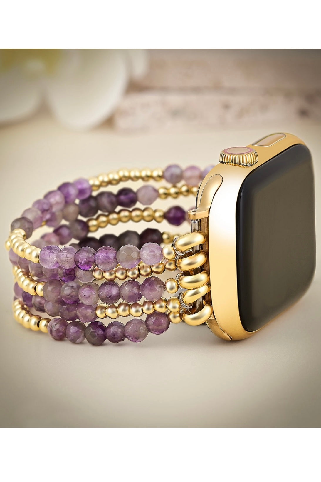 Cape Diablo Golden Violet Amethyst Stack Bracelet Watch Strap for Apple Watch- Shine Bright Collection