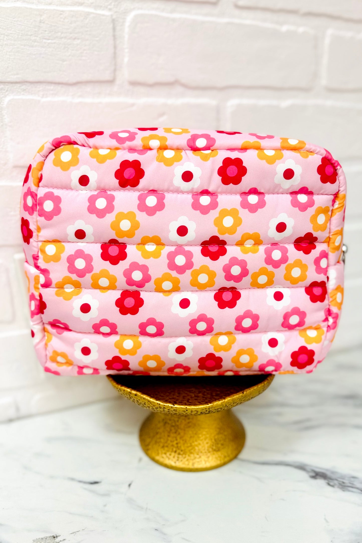 Puffer Cosmetic Bag- Flower