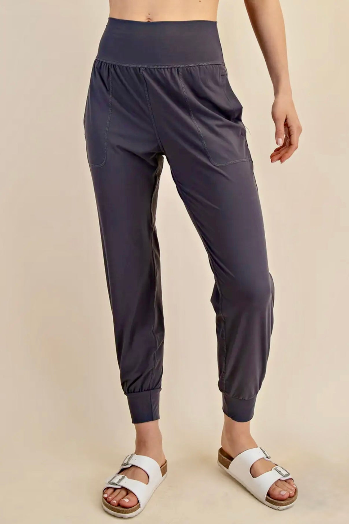 Charcoal Gray Butter Soft High Waist Jogger Pants with Pockets