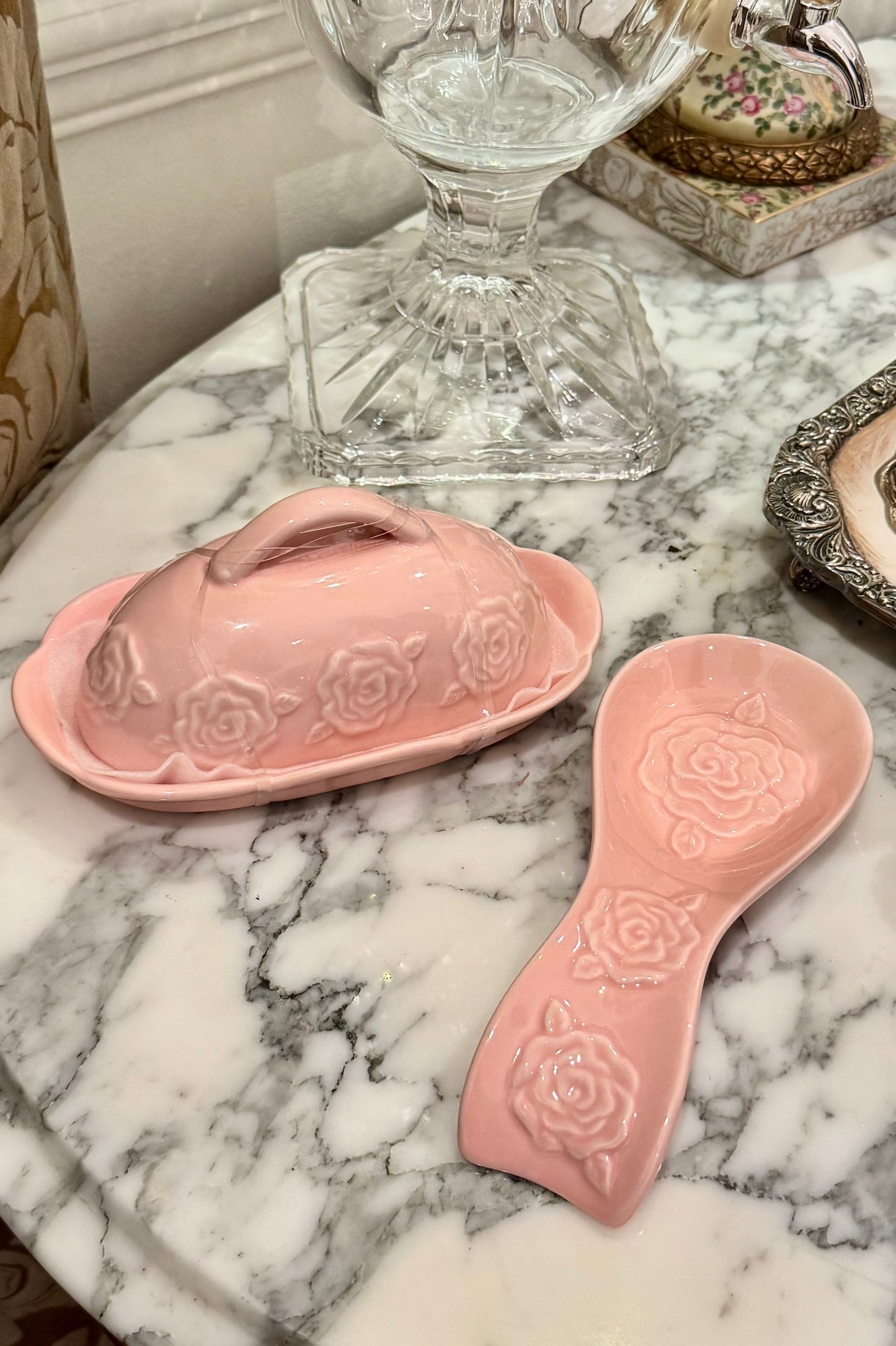 Pink Roses Spoon Rest