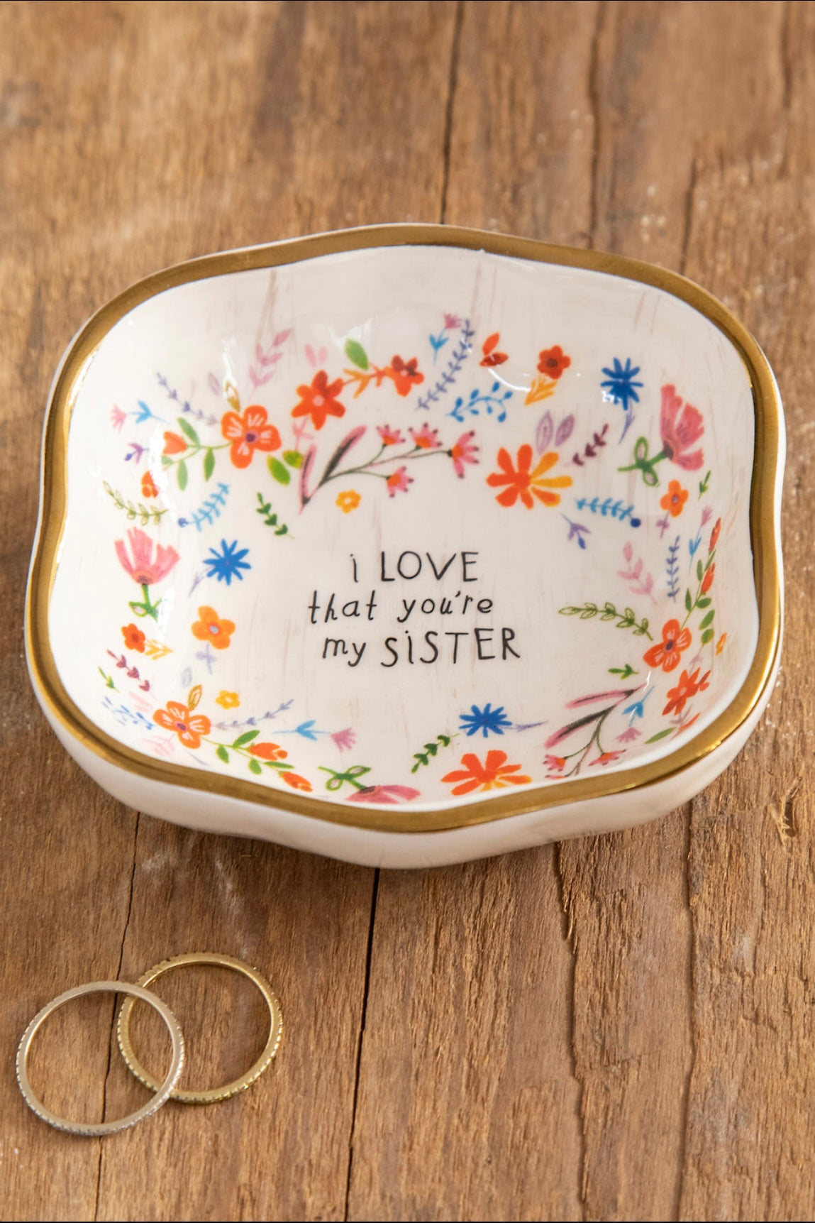 Natural Life Antiqued Trinket Bowl - Sister