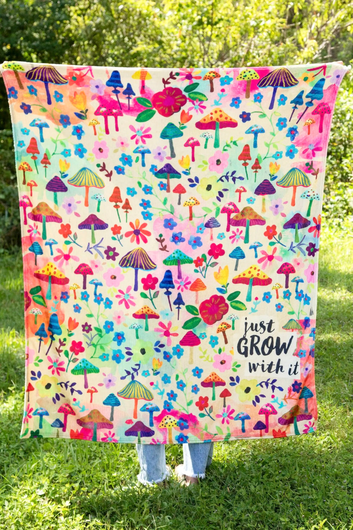 Natural Life Cozy Blanket- Just Grow With It (Mushrooms)