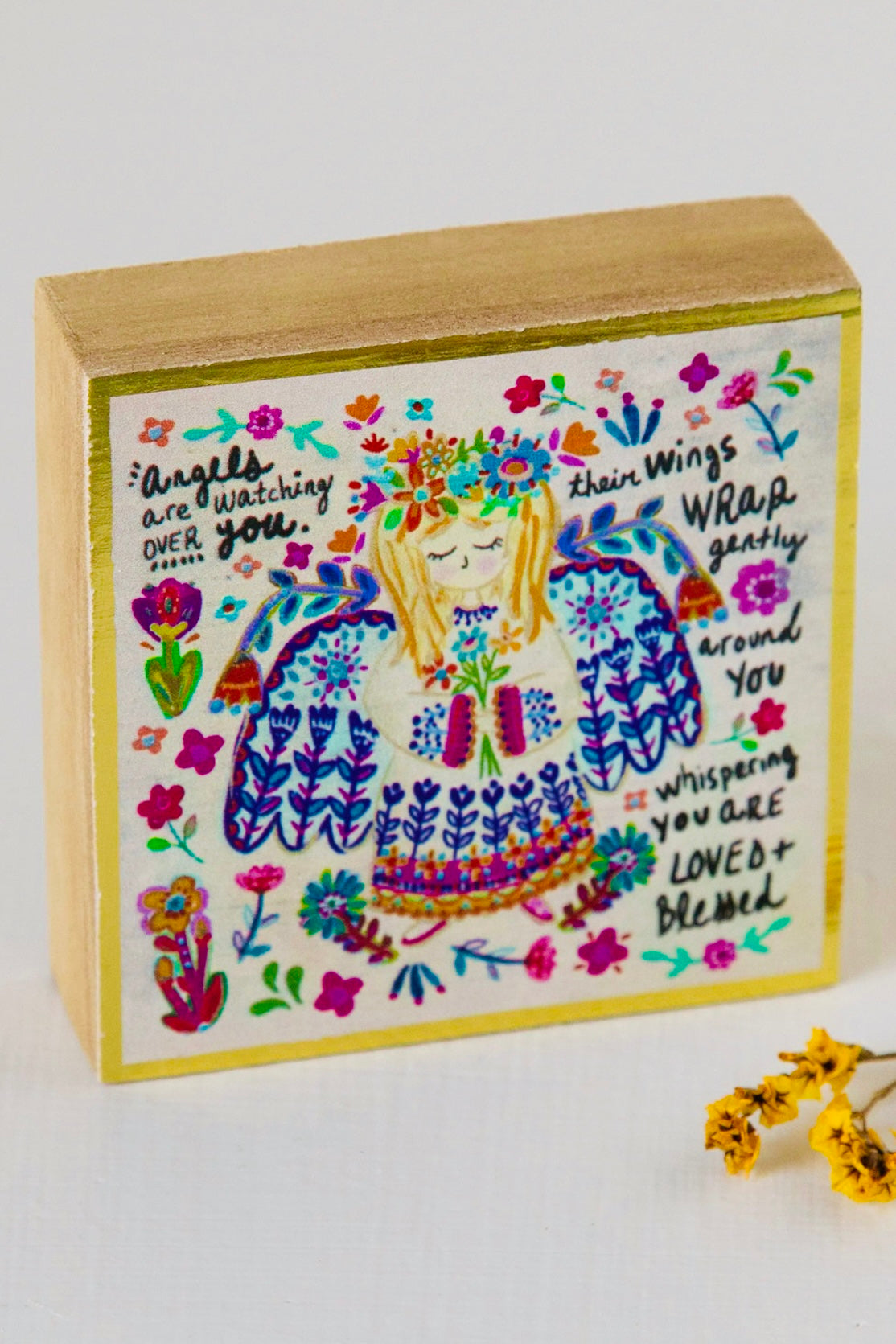 Natural Life Tiny Block Keepsake- Angels Watching