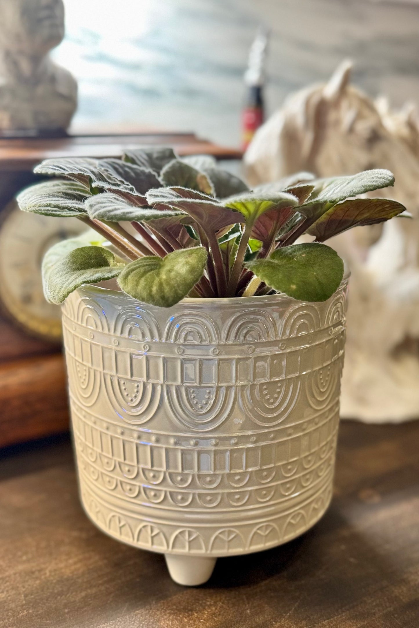 Large Iridescent Footed Planter