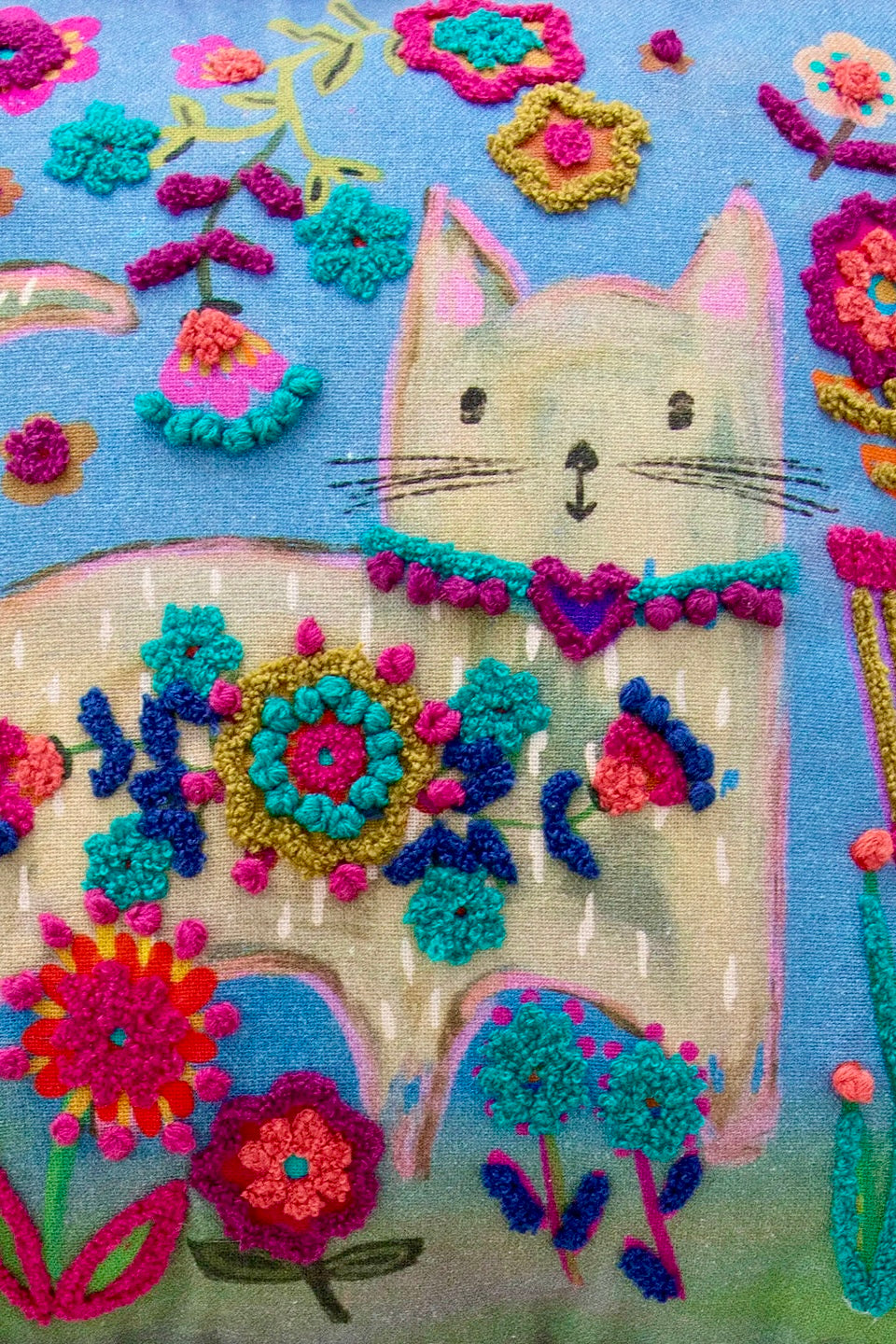 Natural Life Tufted Boho Pillow- Cat