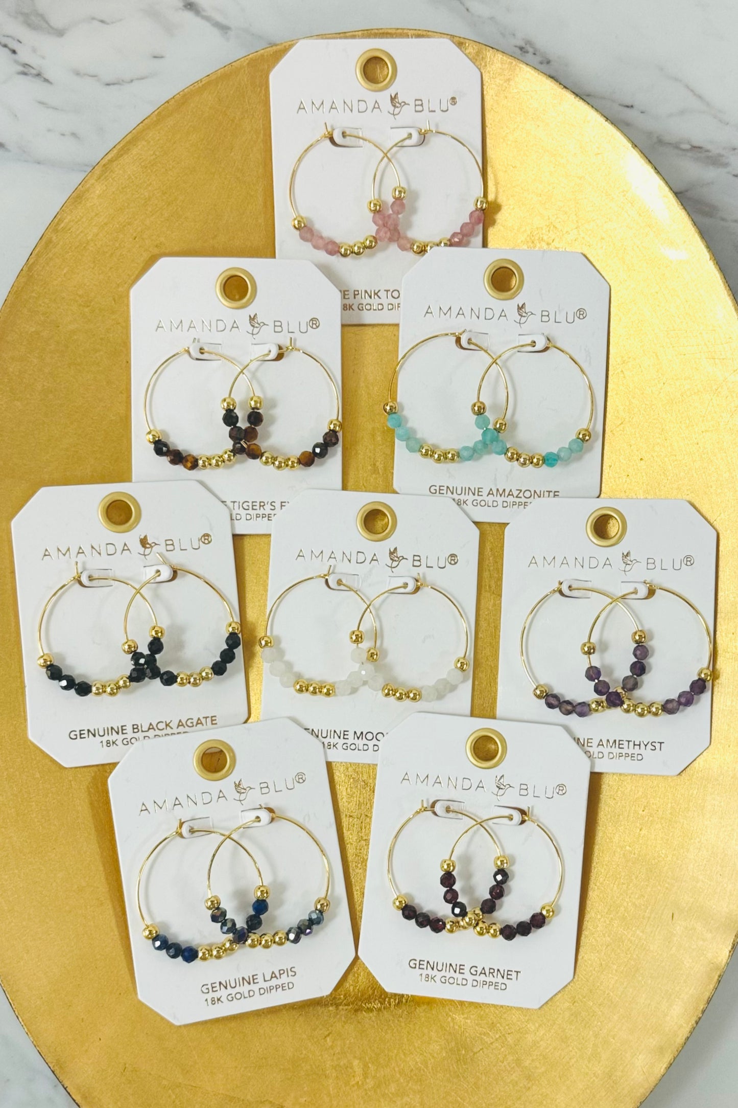 Amanda Blu 18k Gold Dipped Hoop Earrings with Precious Stones