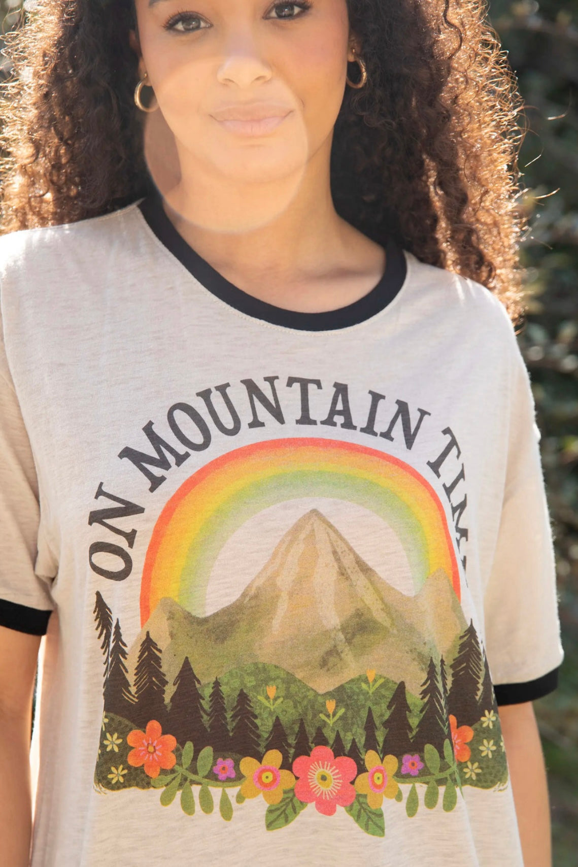 Natural Life Ringer Oversized Tee Shirt- On Mountain Time