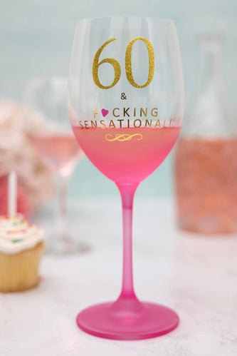 60th Birthday 19 oz Crystal Wine Glass in Gift Box