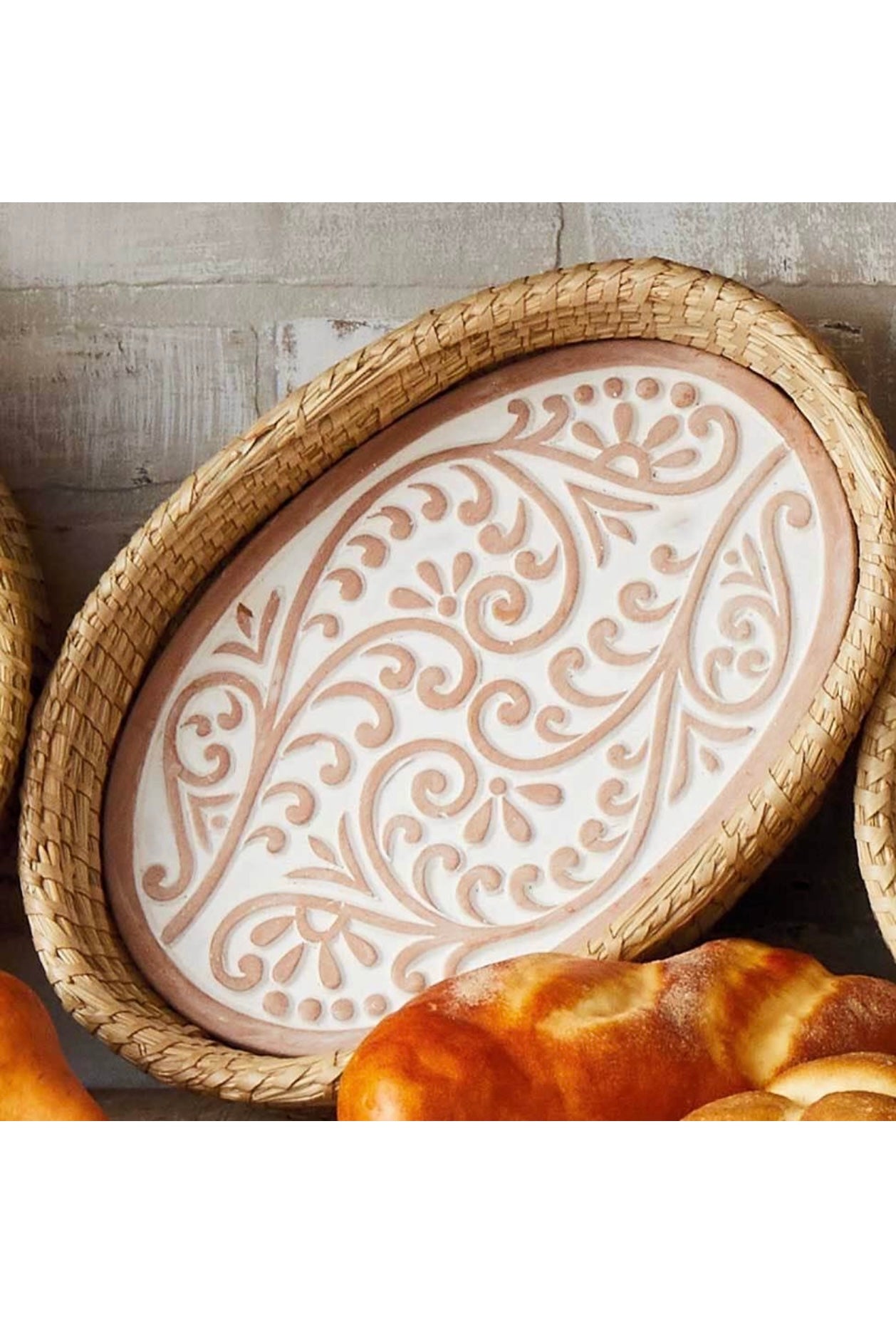 Double Vine Breadwarmer Stone and Basket