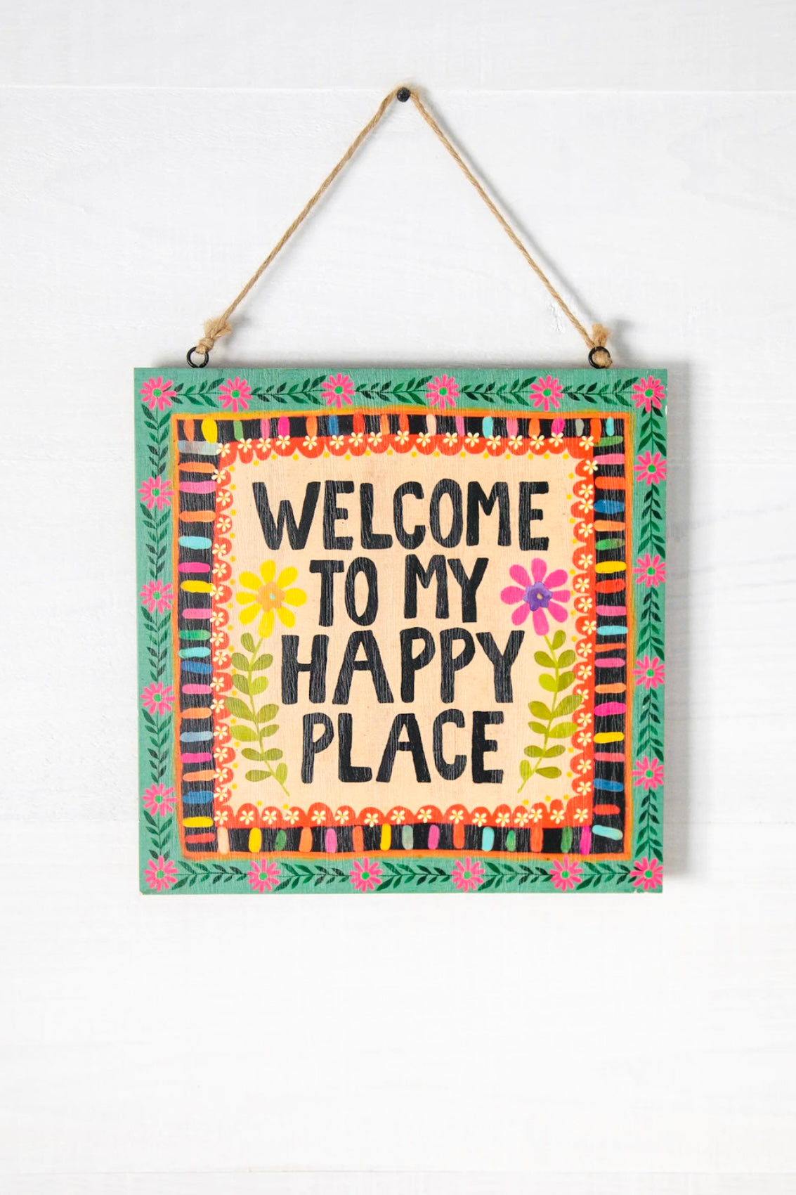 Natural Life Wooden Porch Sign- Welcome to My Happy Place