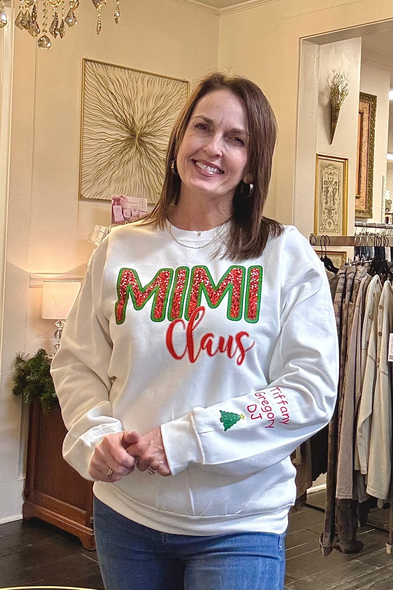 Personalized Faux Sequin Family Clause Parent/Grandparent Sweatshirt