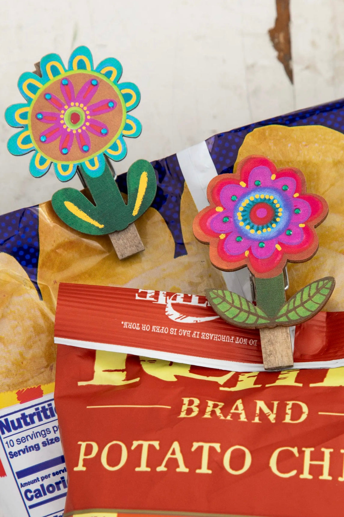 Natural Life Magnet Happy Bag Clips- Boho Flower, set of 2