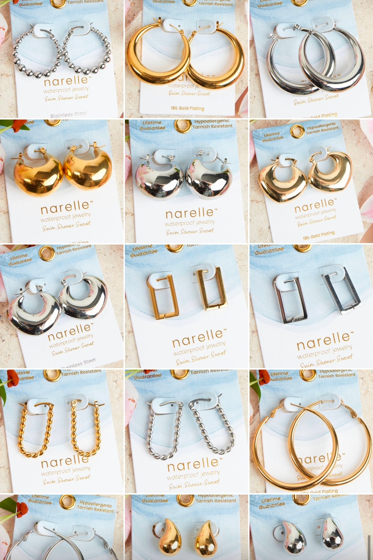 Narelle Waterproof Jewelry- Earrings Collection