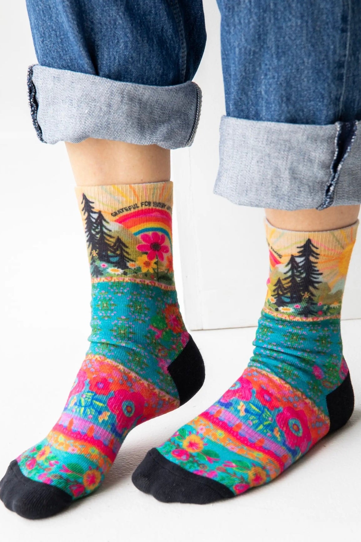 Natural Life Printed Weekend Sock Set of 2- Grateful for Every Little Thing