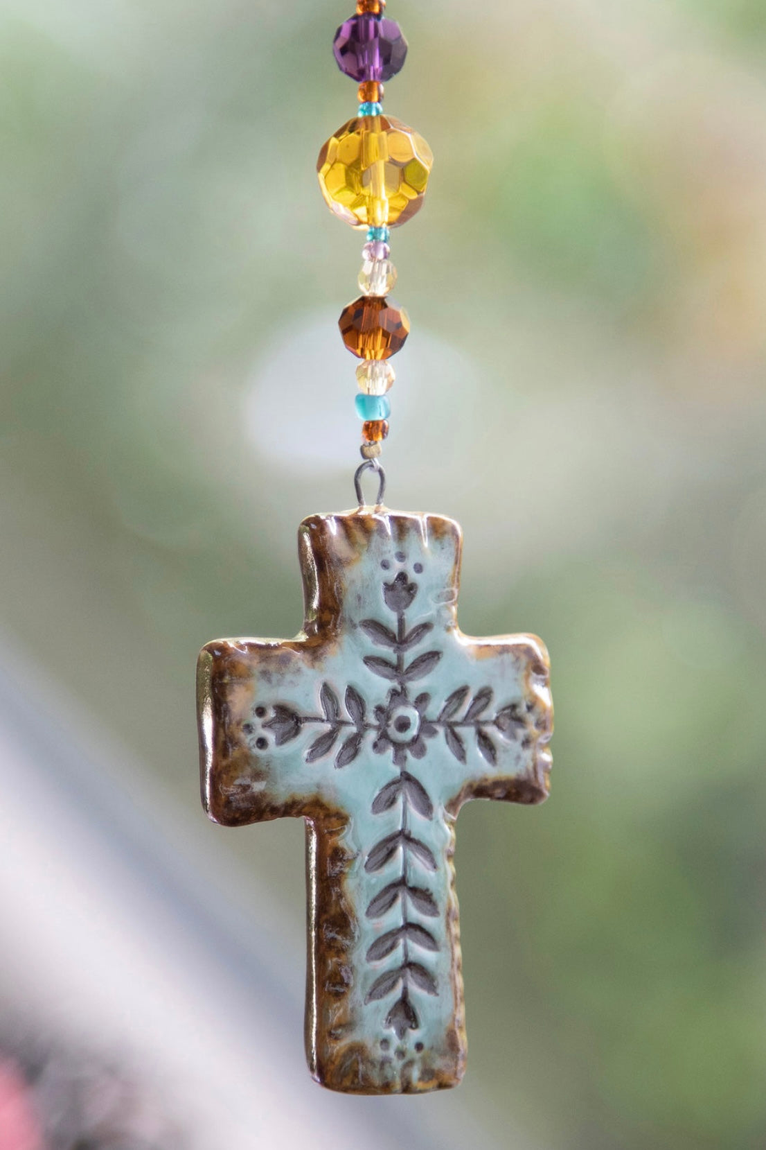 Natural Life Artisan Car Charm- Blessed Cross