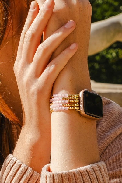 Cape Diablo Rose Quartz Radiance Stack Bracelet Watch Strap for Apple Watch- Shine Bright Collection
