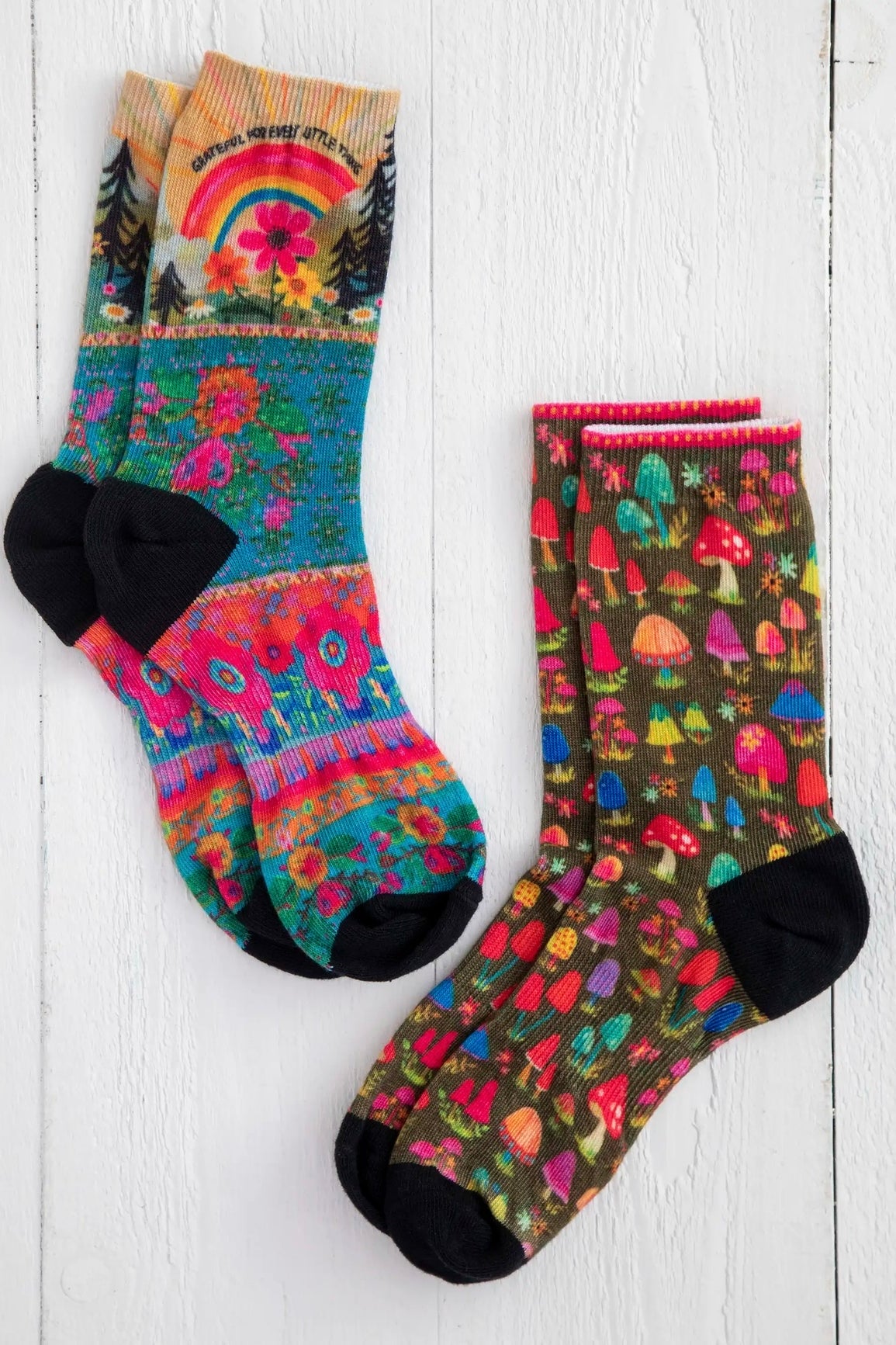 Natural Life Printed Weekend Sock Set of 2- Grateful for Every Little Thing