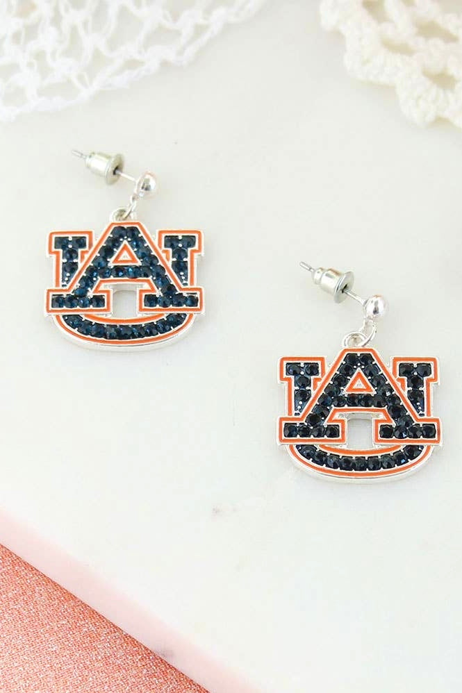 Auburn Crystal Logo Earrings
