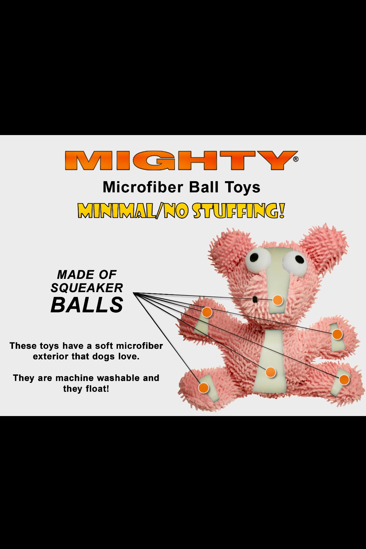 Tuffy Mighty Jr Microfiber Ball Duck, Durable, Squeaky Dog Toy