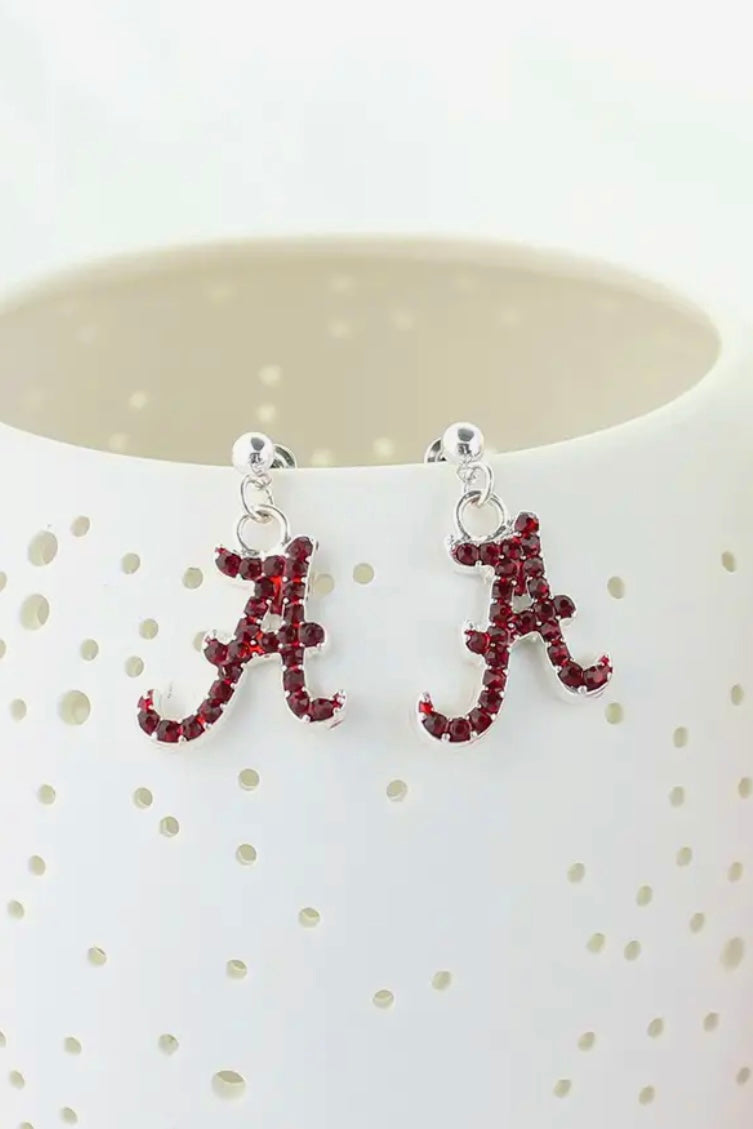 Alabama Crystal A Logo Earrings