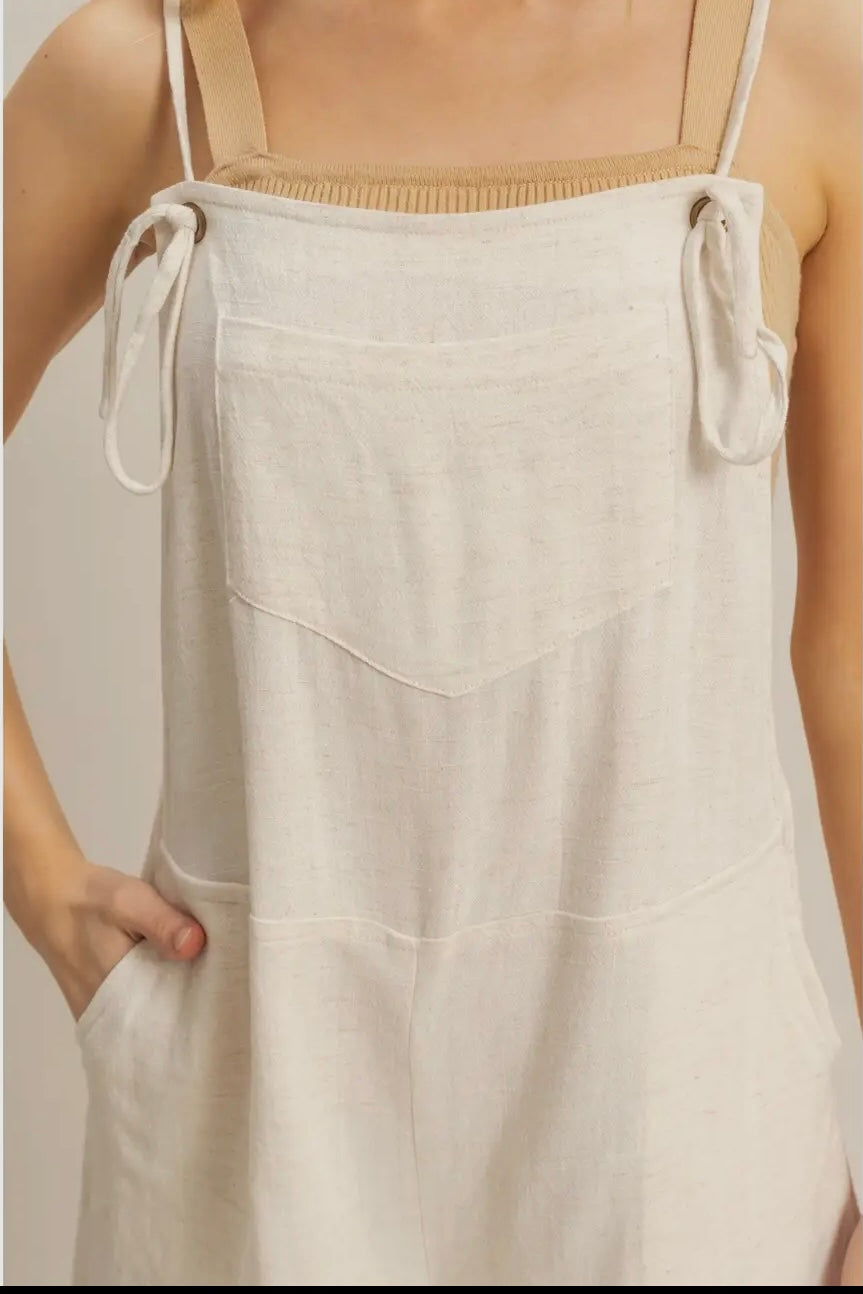 Oatmeal Linen Blend Romper